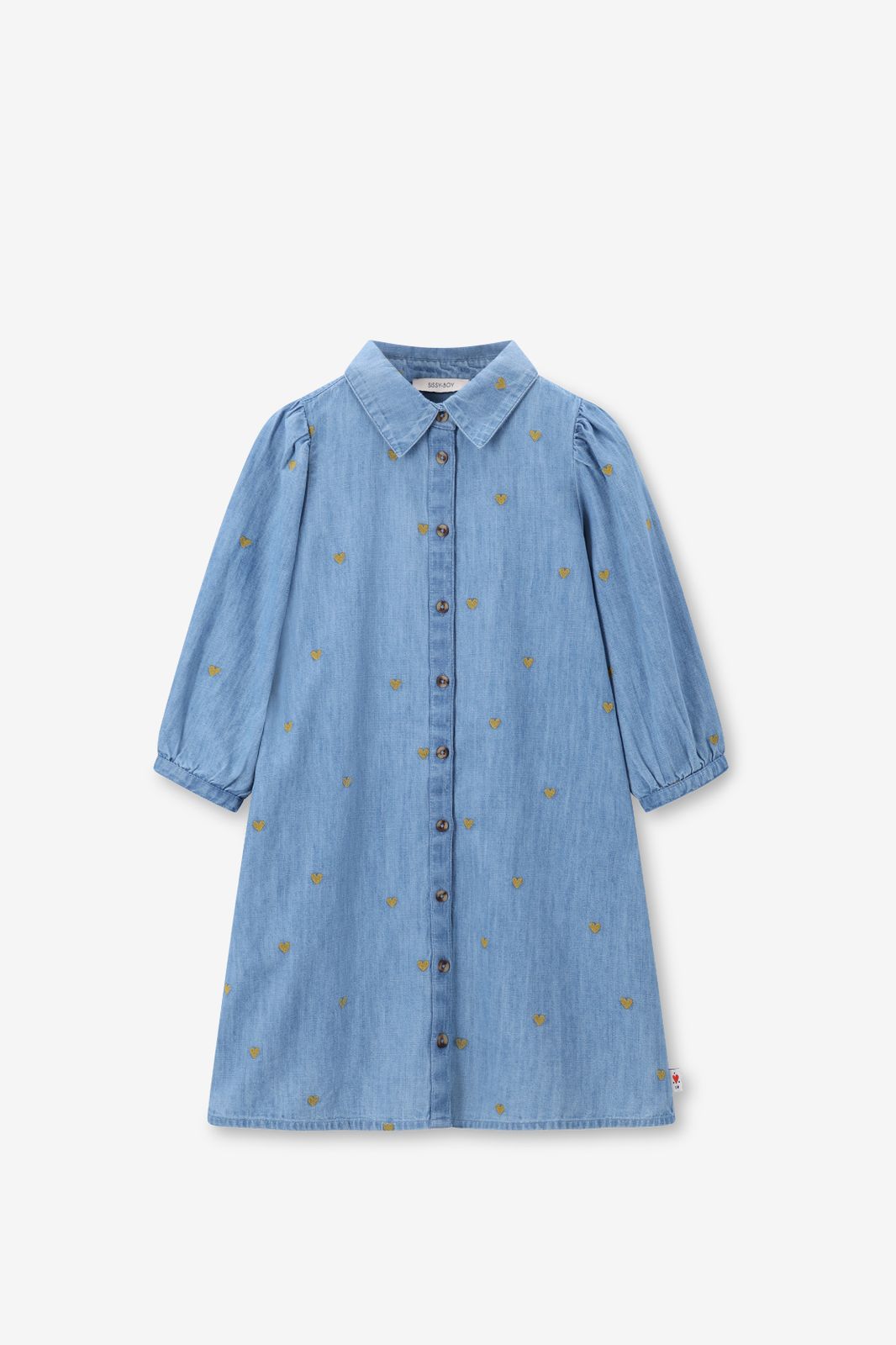 Jeanskleid mit Herzstickerei - hellblau