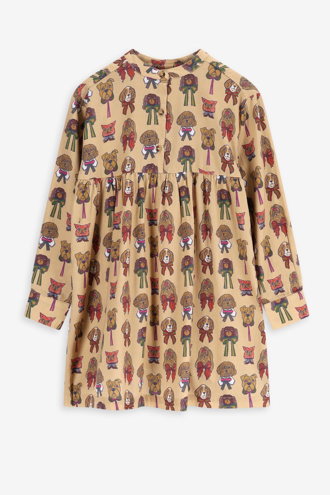 Kleid mit Hunde-Print - braun