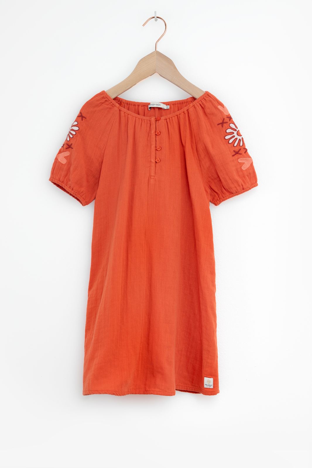 Musselin-Kleid mit Stickerei - orange