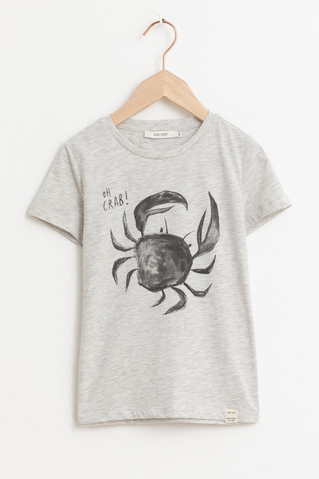 Graues T-Shirt mit Krabben-Aufdruck