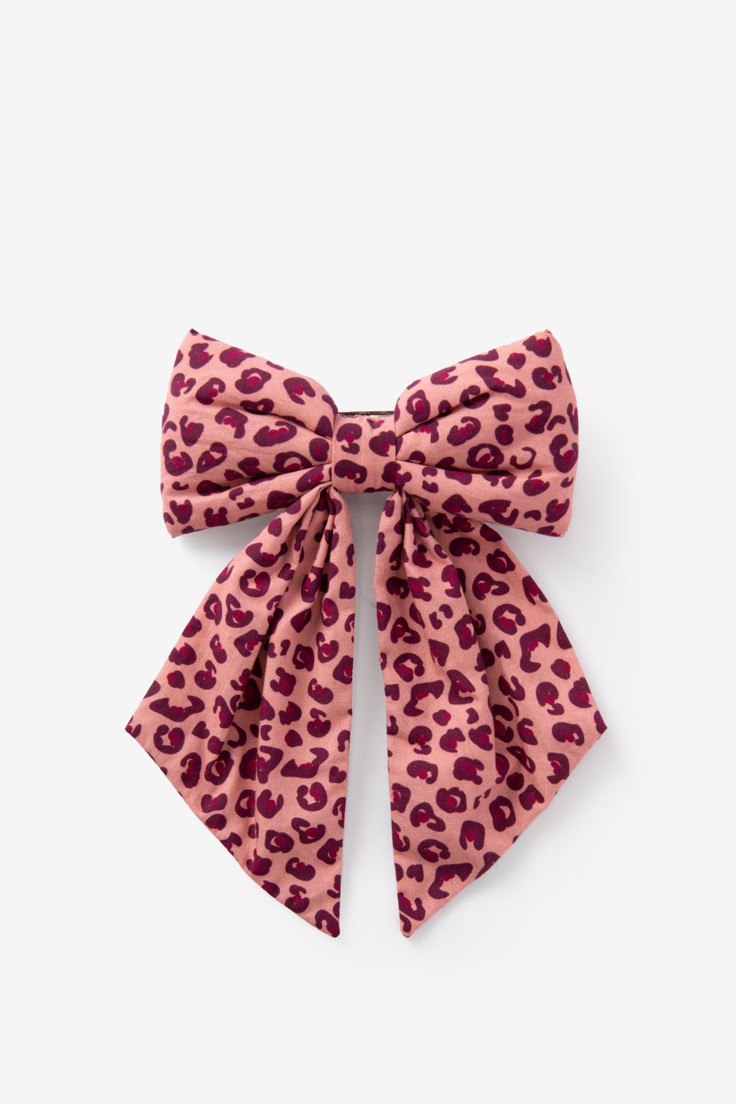 Haarspange mit Schleife und Leoprint - rosa