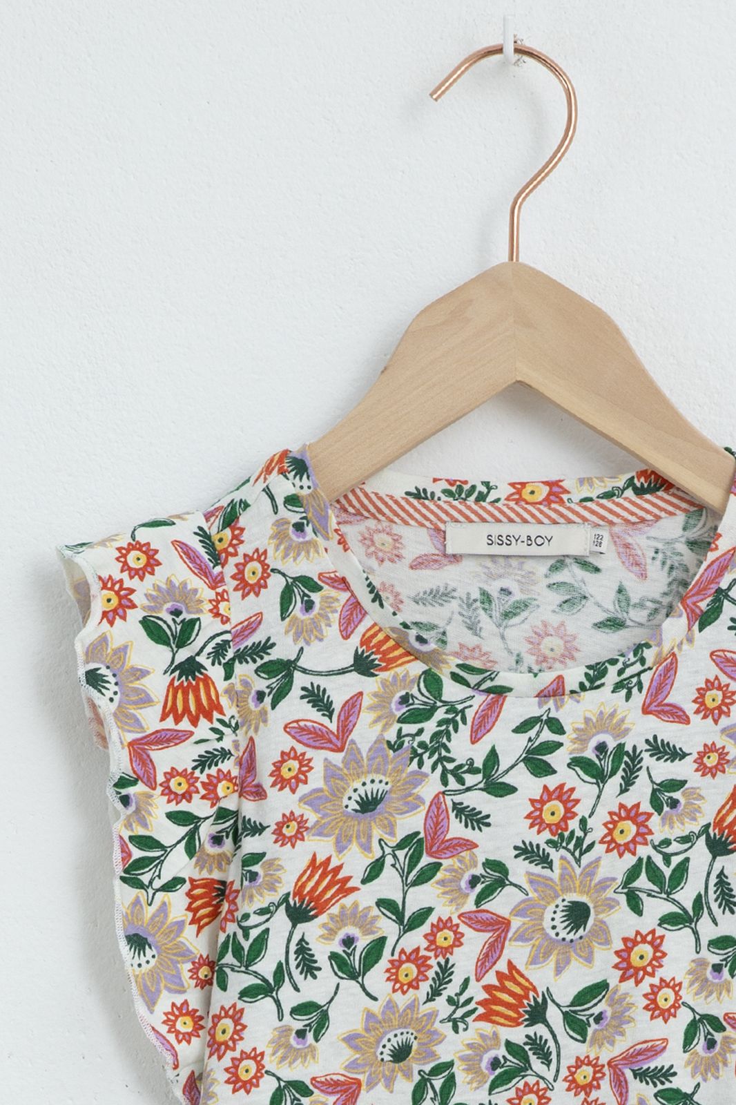 T-Shirt mit Blumenmuster und Rüschen-Ärmeln