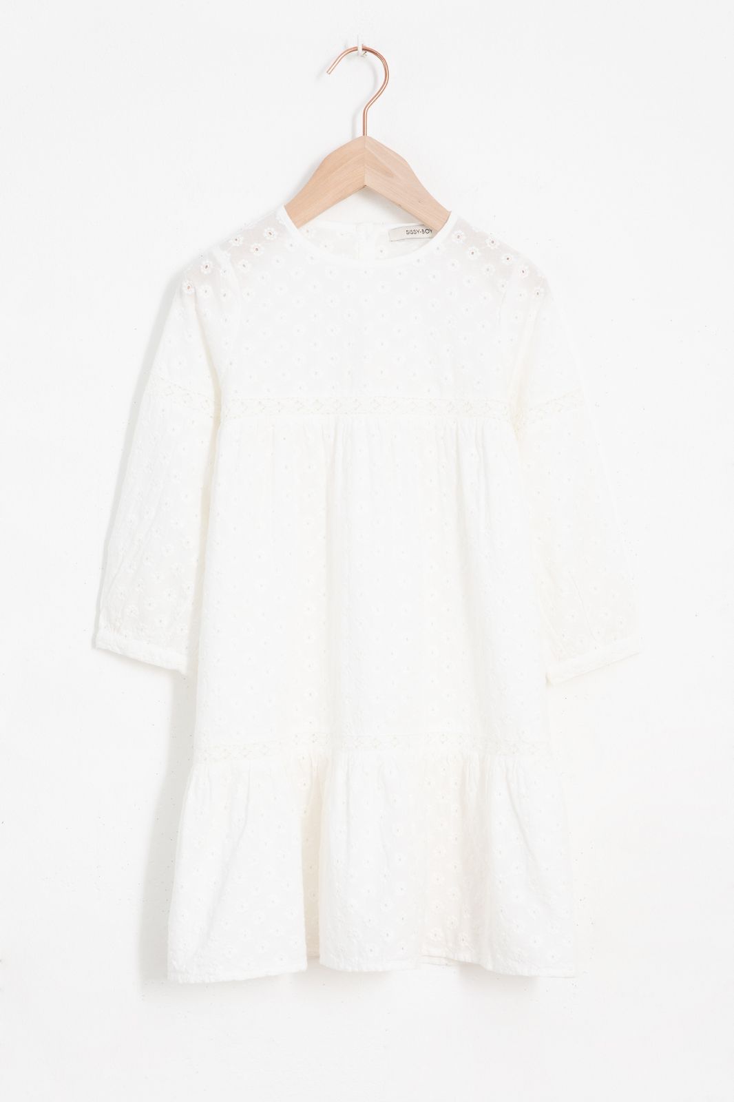 Kleid mit Lochstickerei - weiß