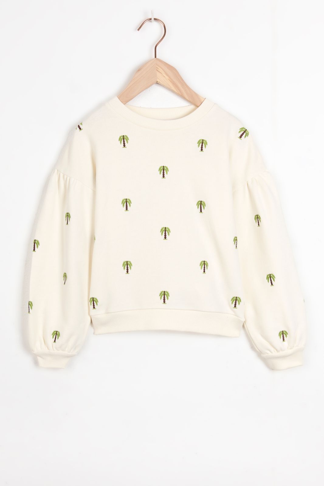 Sweater mit Palmenstickerei - offwhite