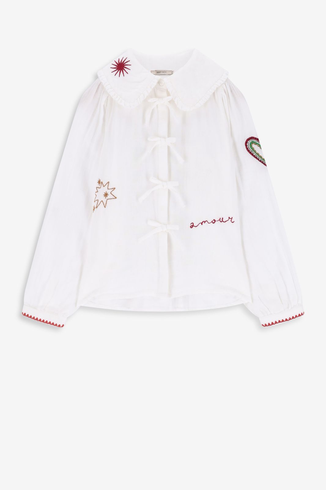 Bluse mit Stickerei - weiß