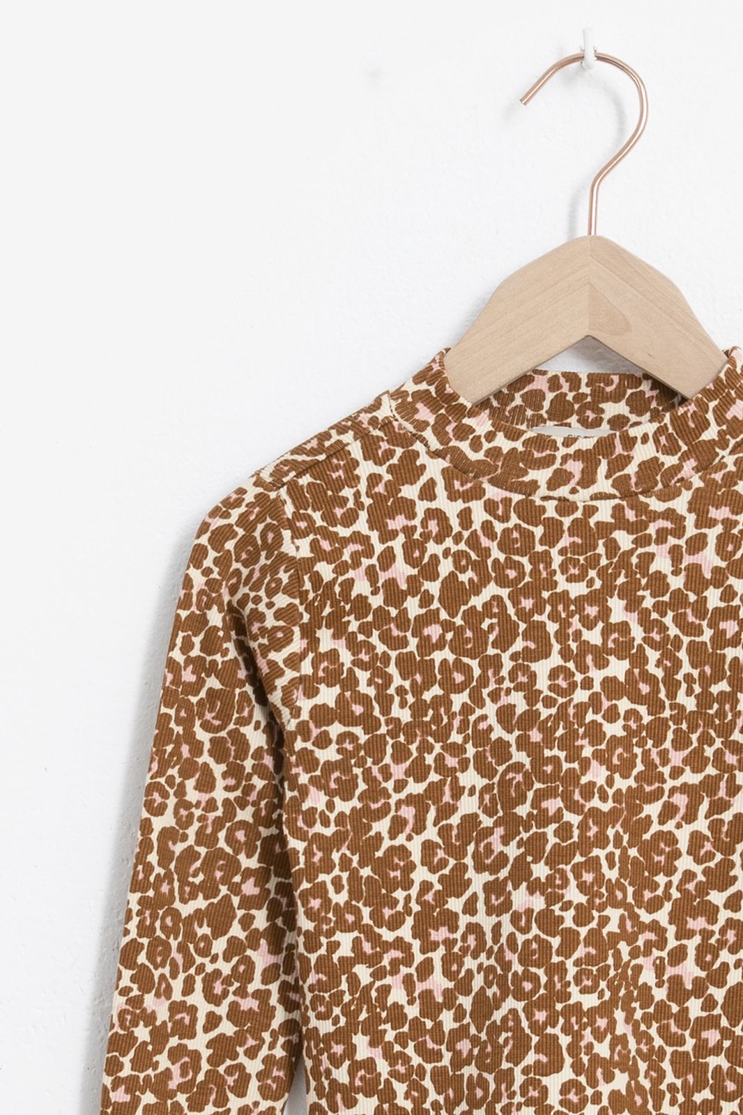 T-shirt manches longues côtelé avec imprimé léopard