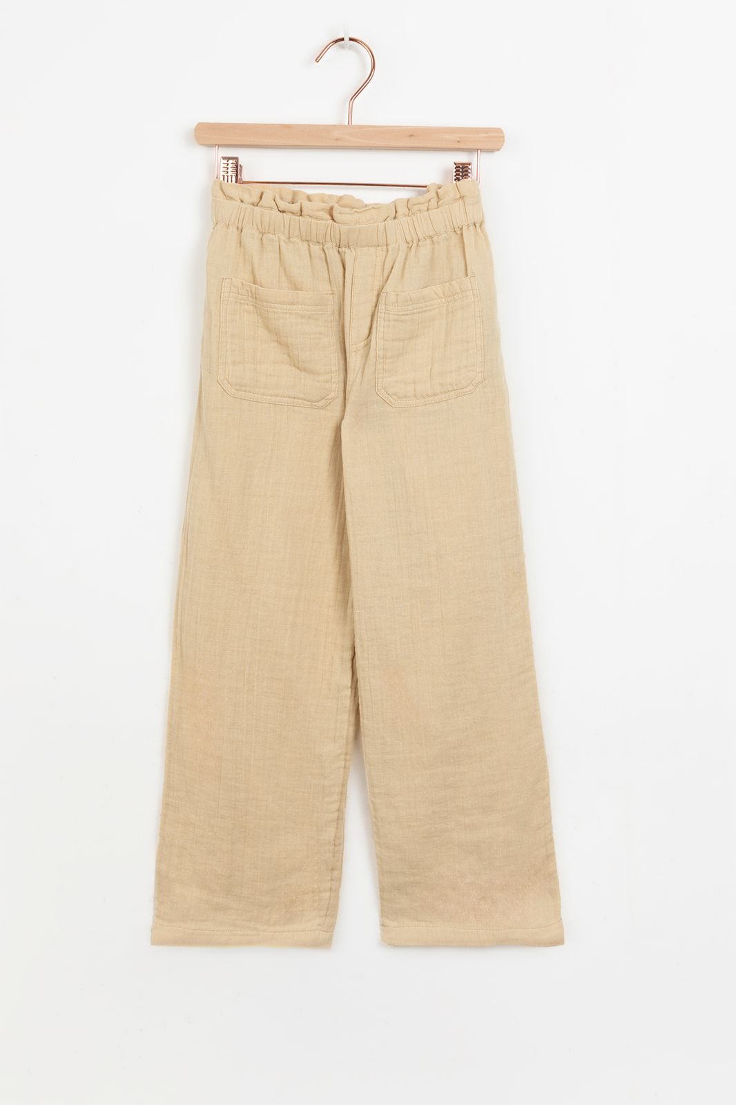 Pantalon jambes larges en mousseline - beige
