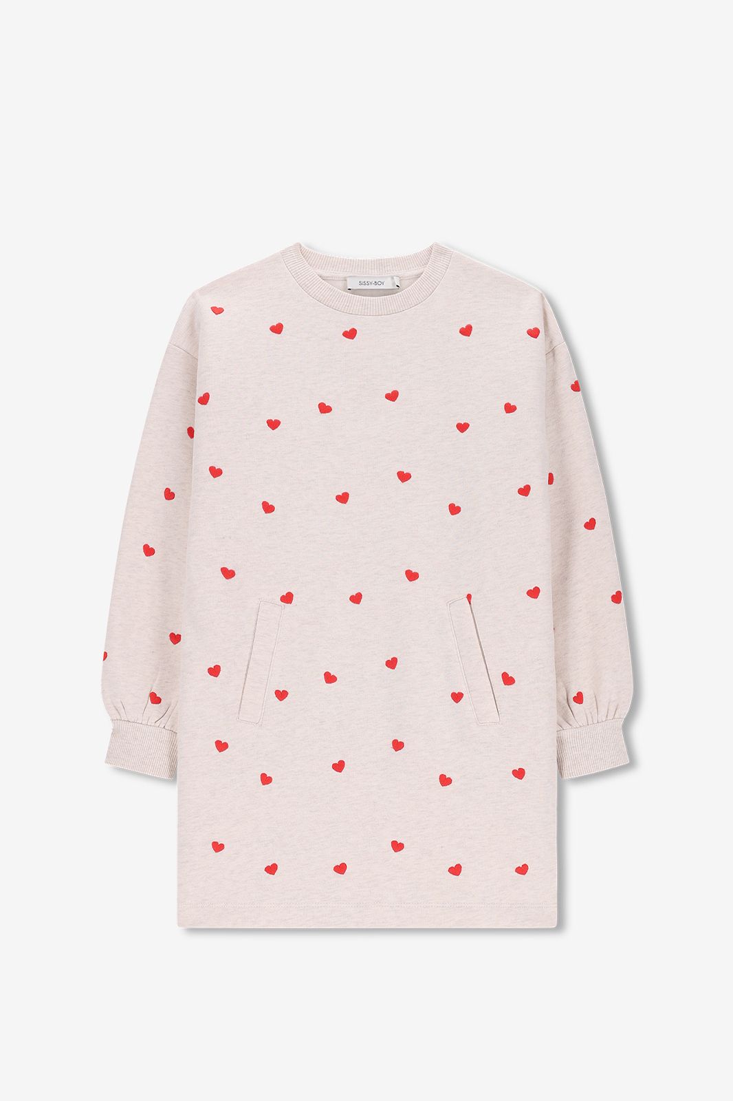 Robe sweat avec cœurs - beige