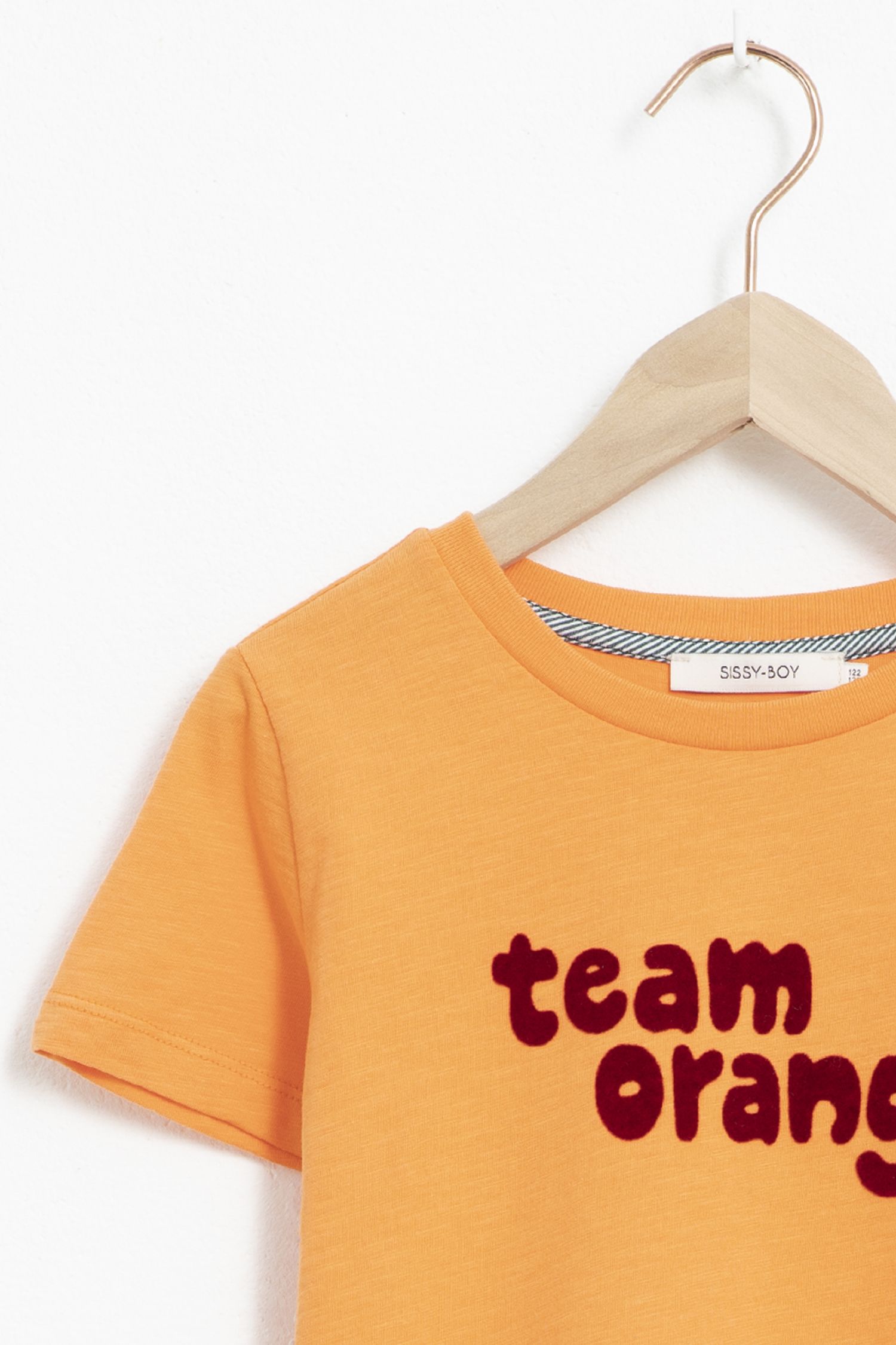 T shirt manches courtes texte orange