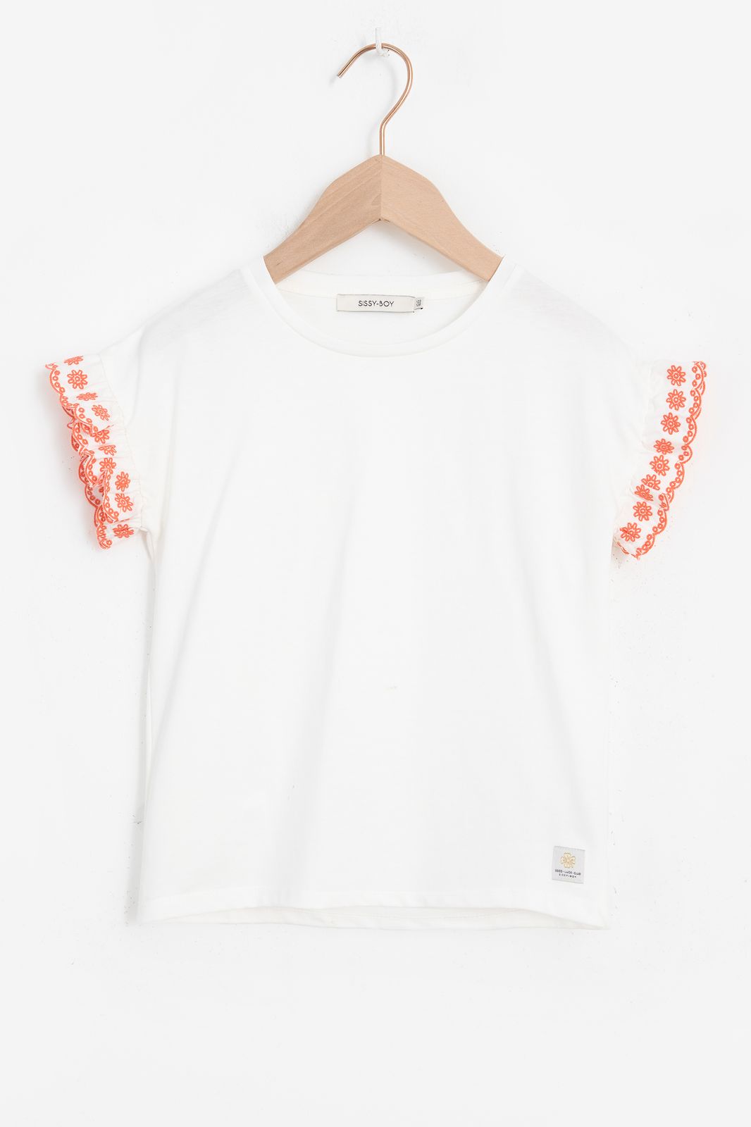 T-shirt avec imprimé fleuri et volants - blanc