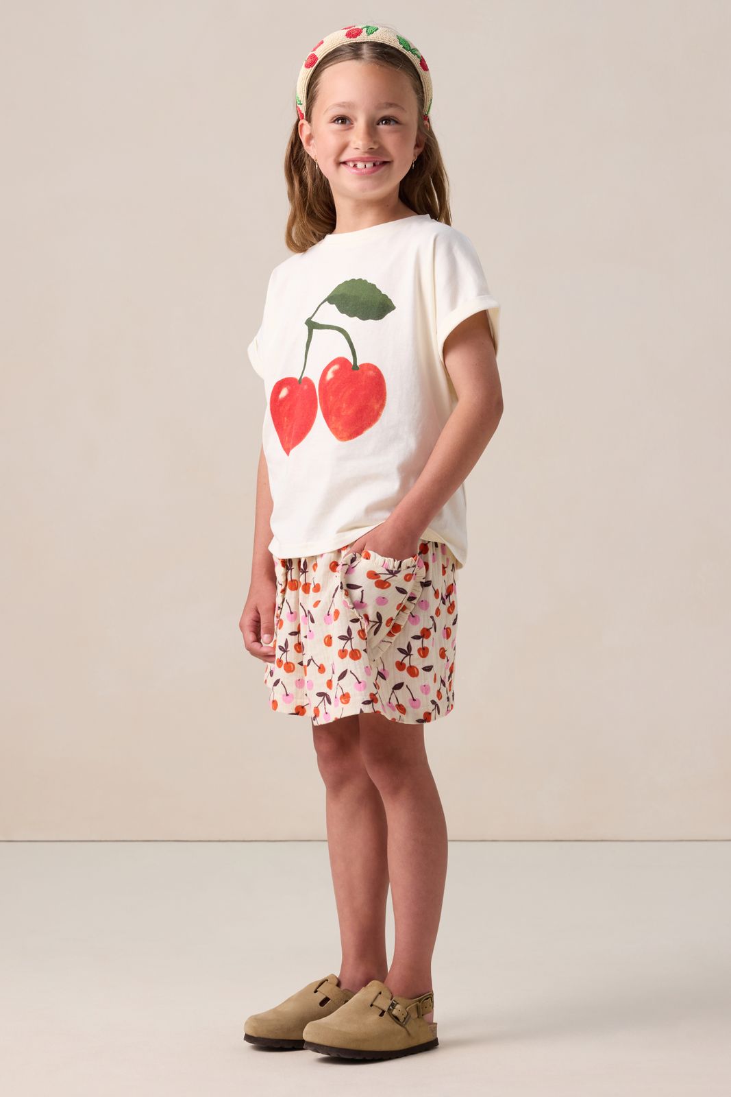 T-shirt ample avec illustration - beige