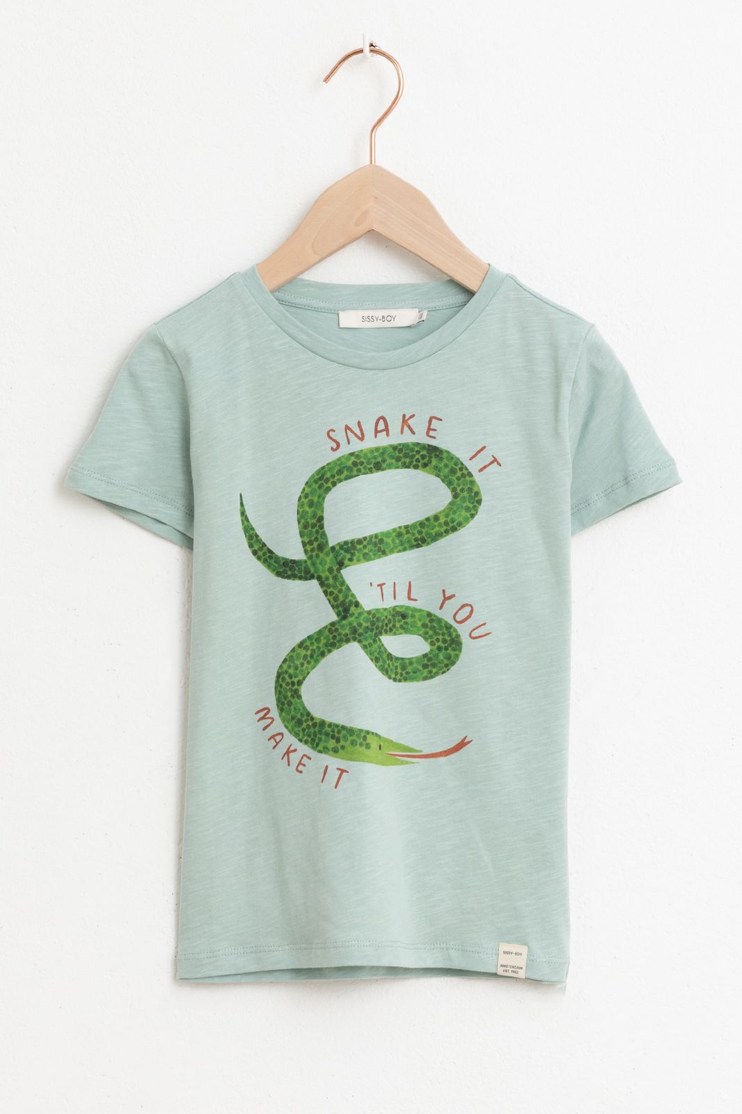 T-shirt avec manches courtes et illustration serpent - bleu