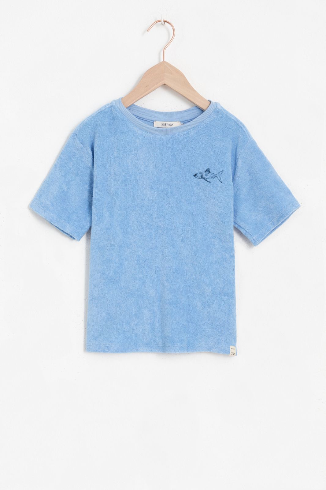 T-shirt en coton éponge avec poisson - bleu