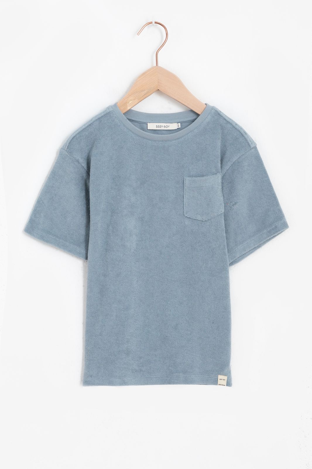 T-shirt en tissu éponge avec imprimé - bleu