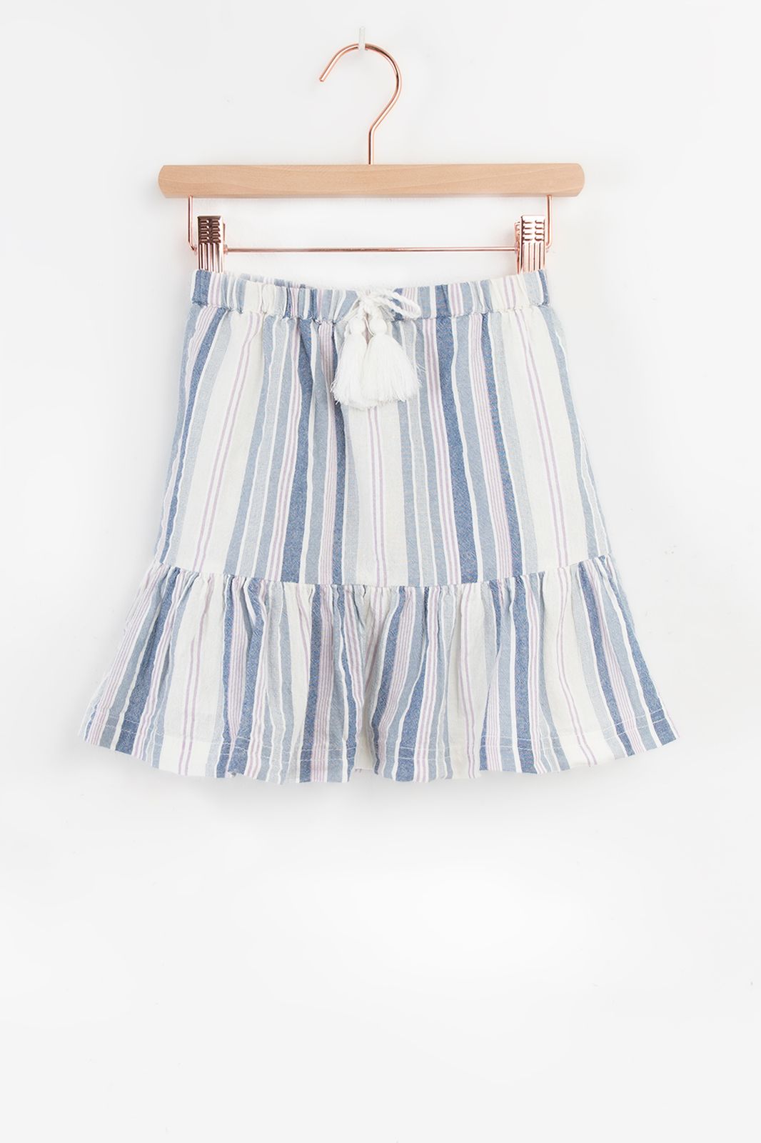Jupe à volants avec rayures - blanc