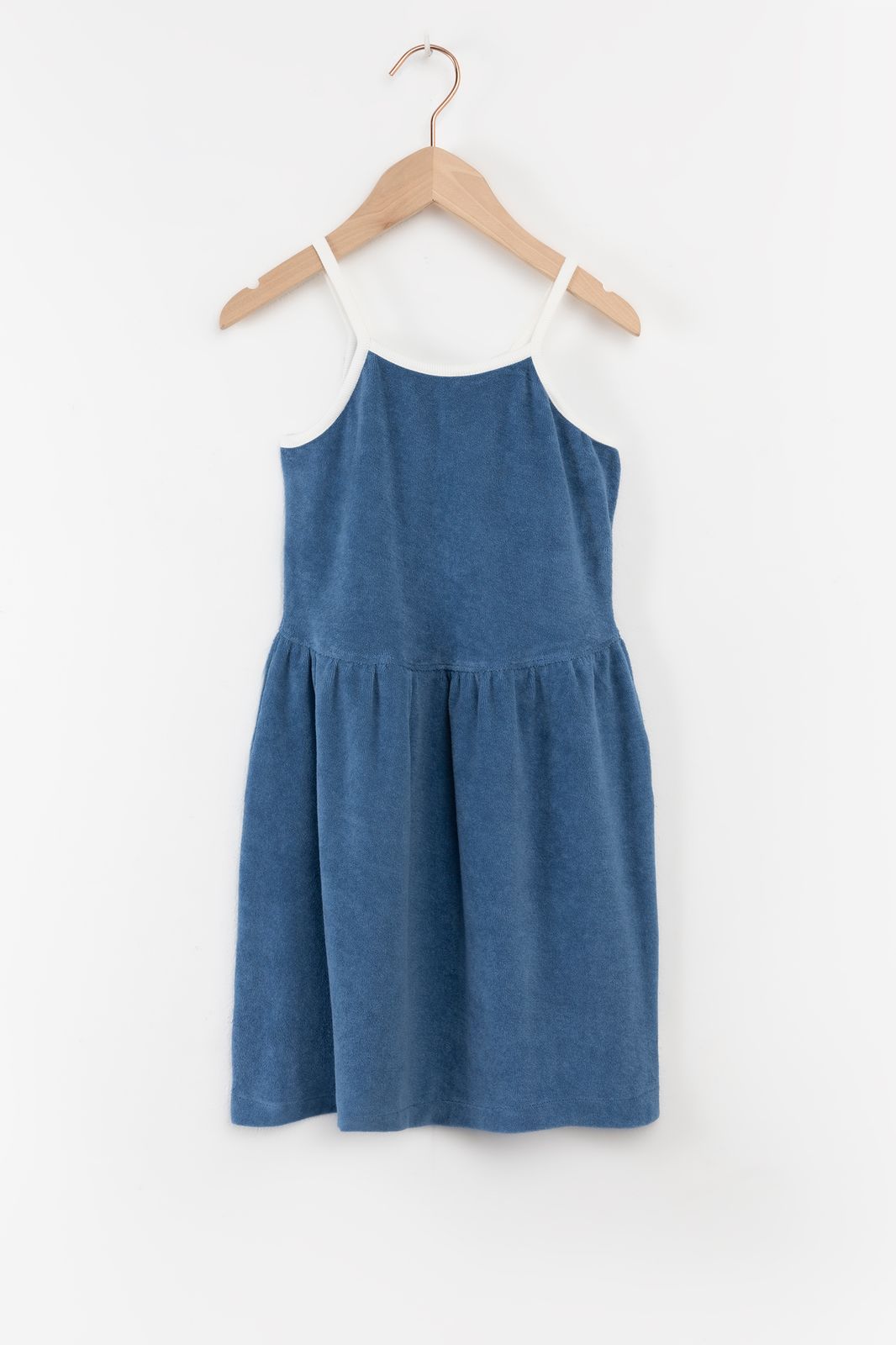 Robe en tissu éponge avec bretelles fines - bleu
