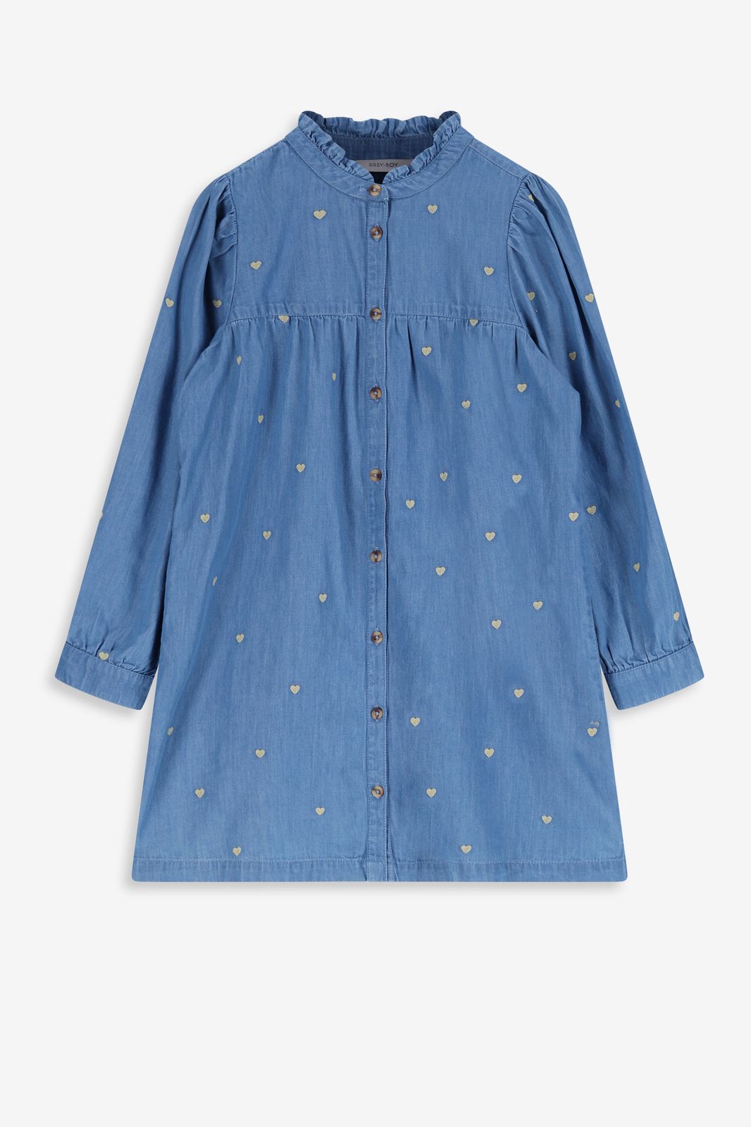 Robe denim avec broderie cœurs - bleu
