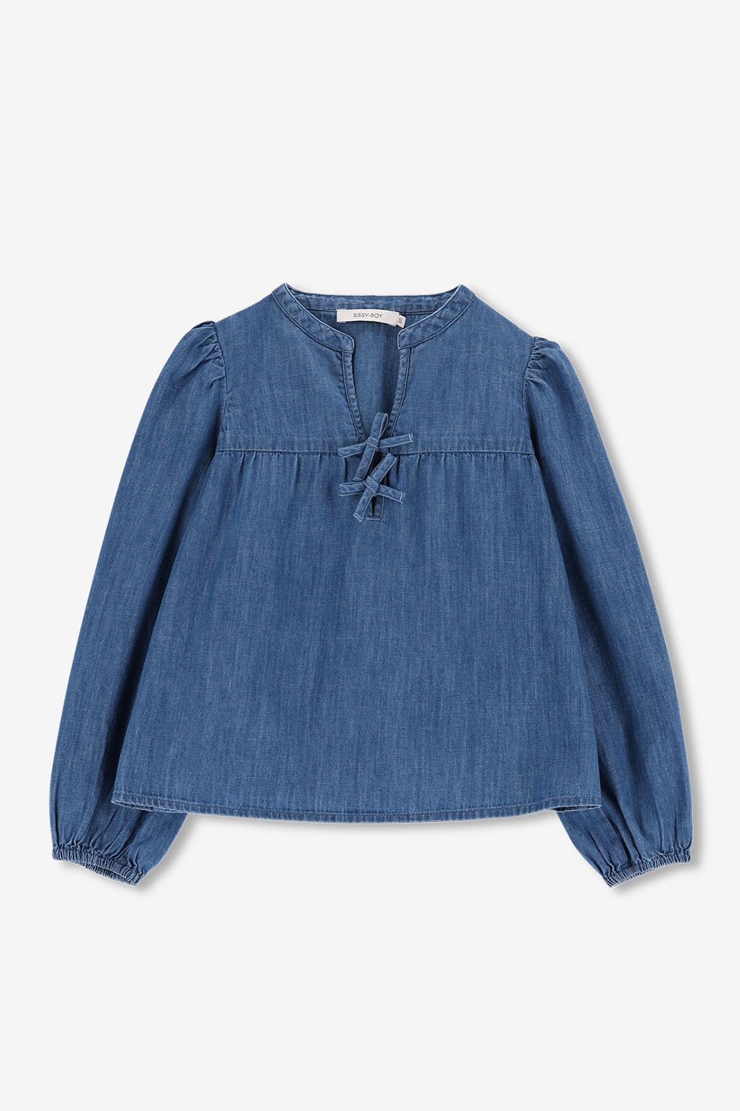 Blouse en jean avec nœuds - bleu