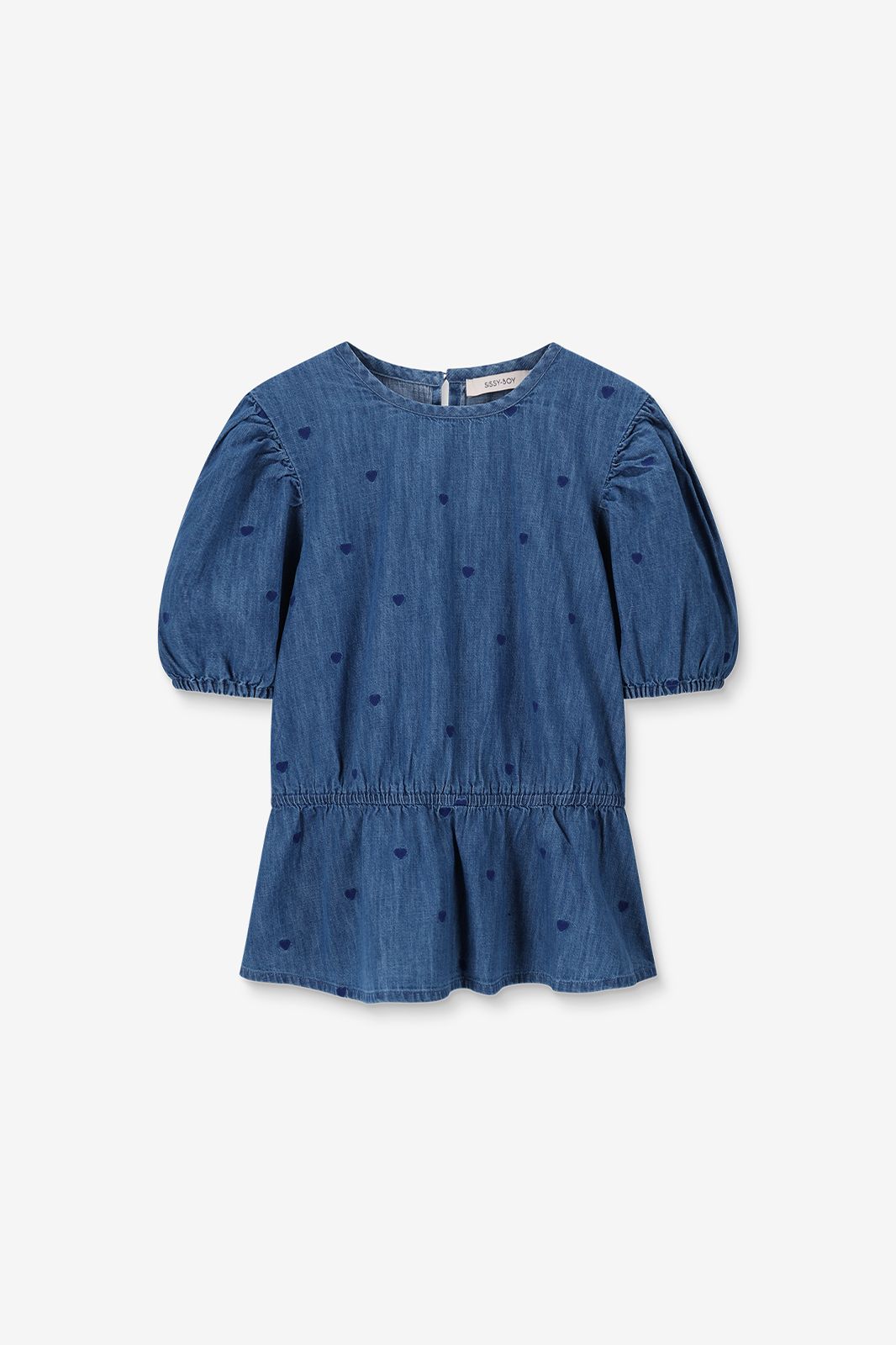 Top en jean avec broderies - bleu