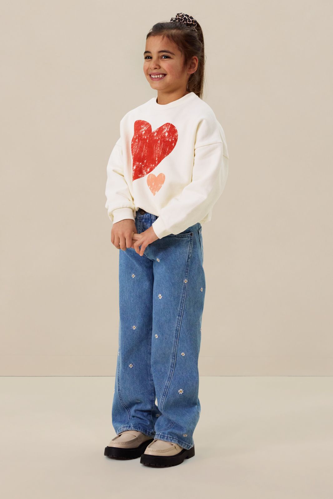 Jean jambes larges avec broderies - bleu