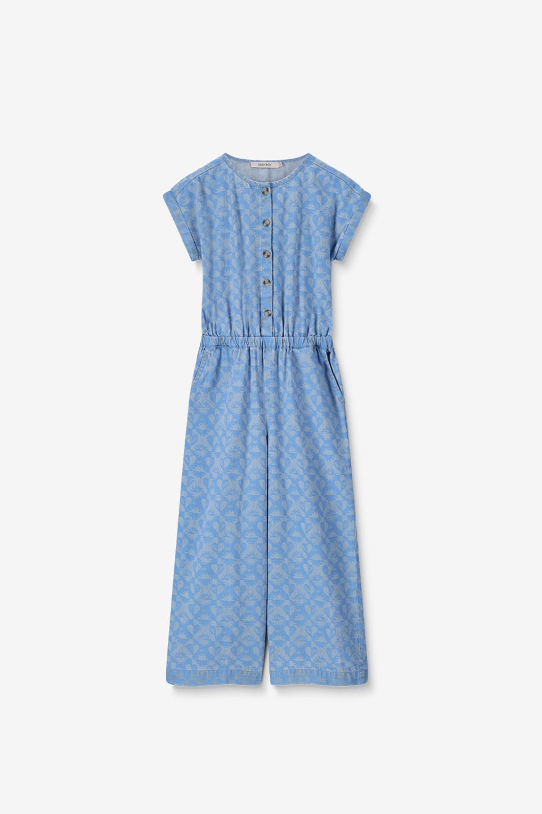 Combinaison en jean avec imprimé - bleu