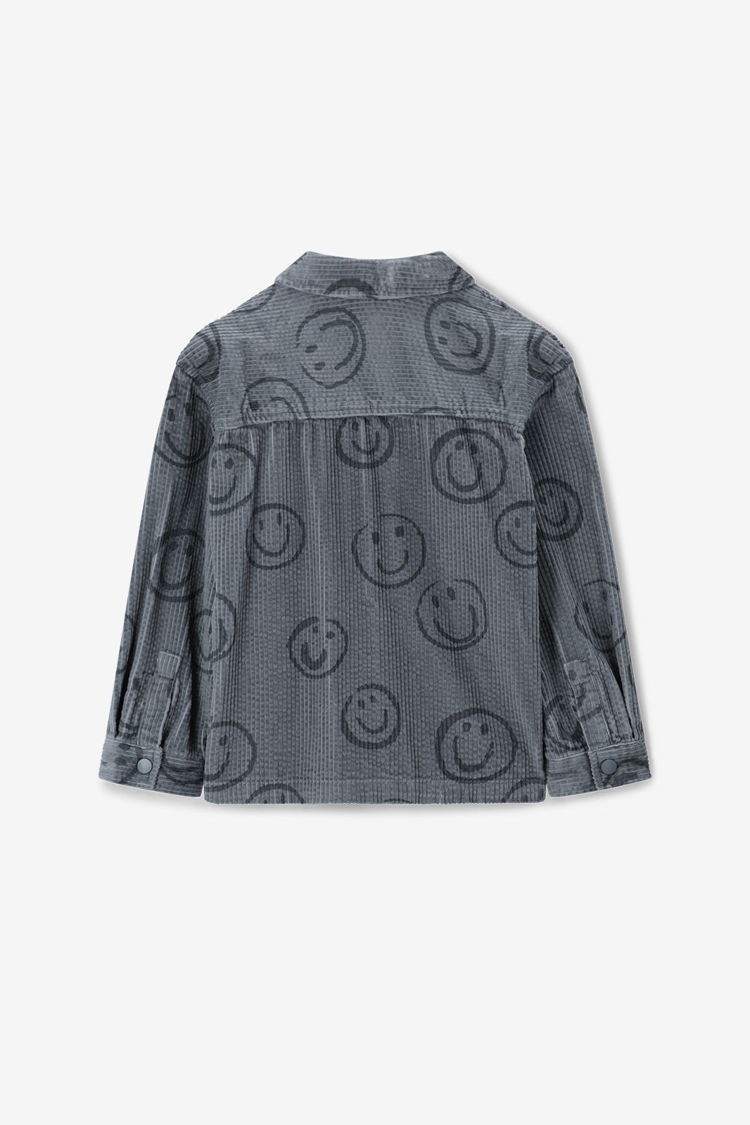 Chemise en velours côtelé avec smileys - bleu