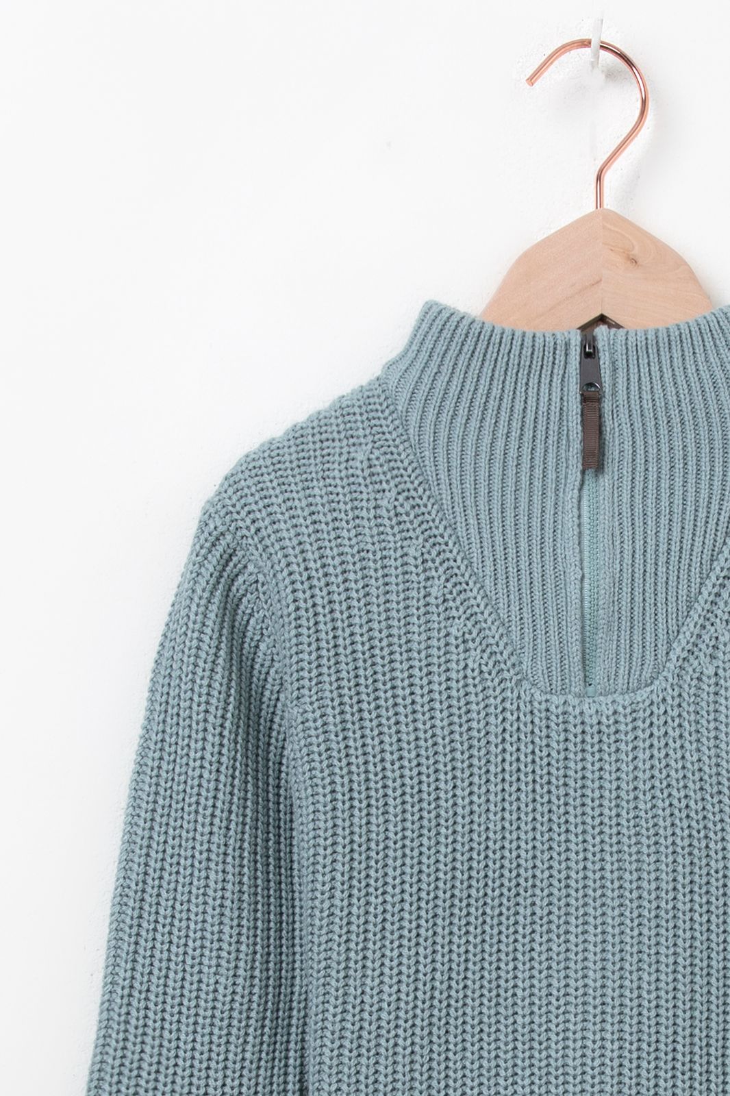 Pull tricoté avec fermeture éclair - bleu gris
