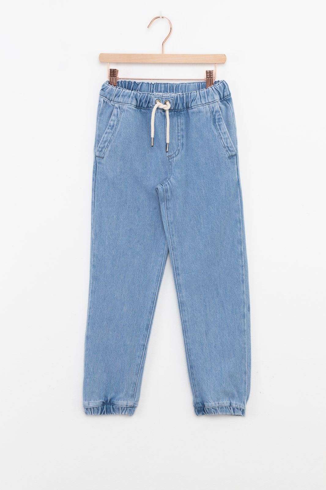 Pantalon pull-on denim avec cordon de serrage - bleu clair