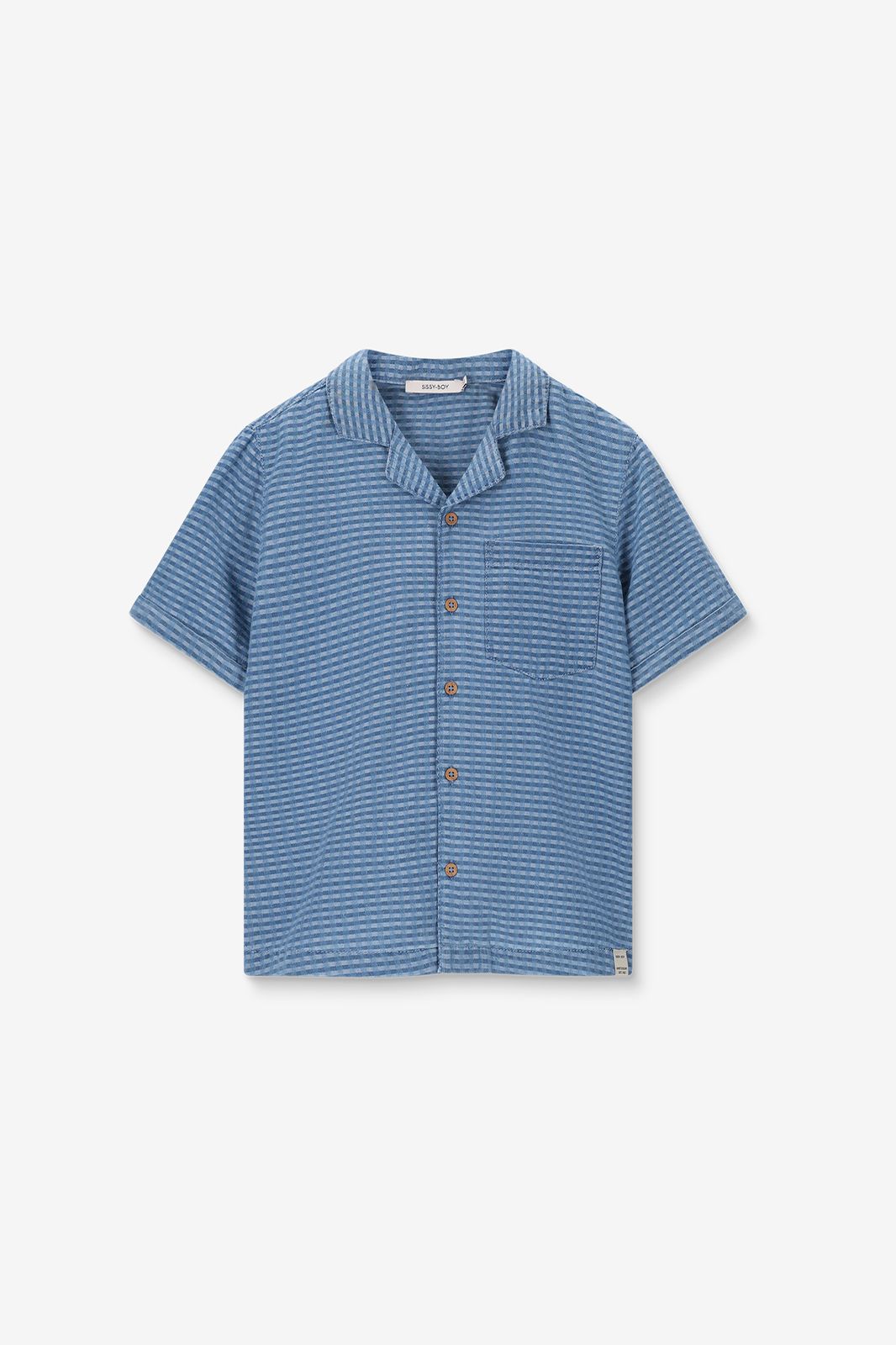 Chemise denim à carreaux - bleu