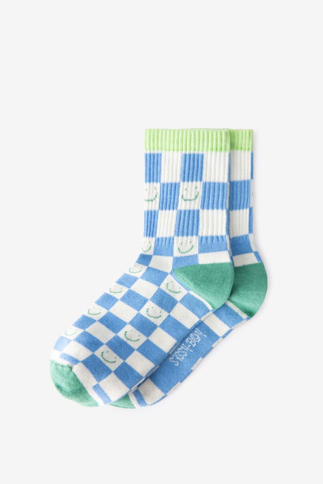 Chaussettes avec motif à carreaux - bleu