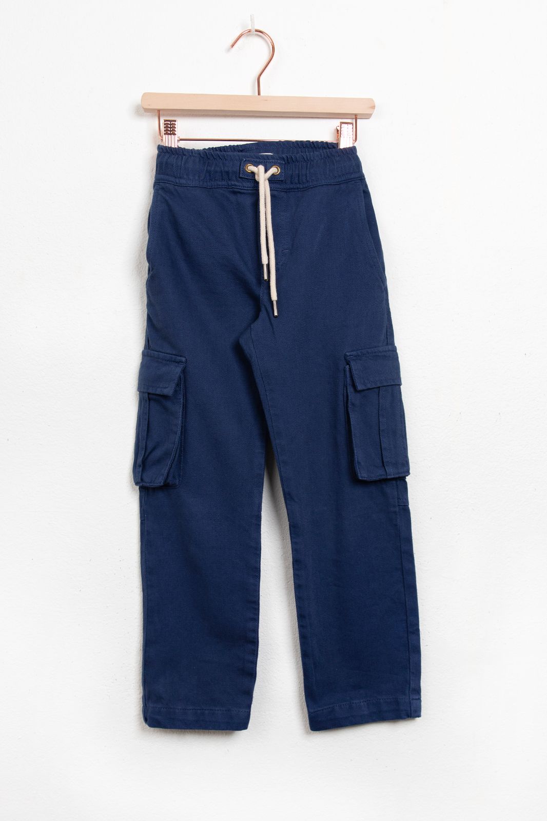 Pantalon cargo en tissu sergé - bleu foncé