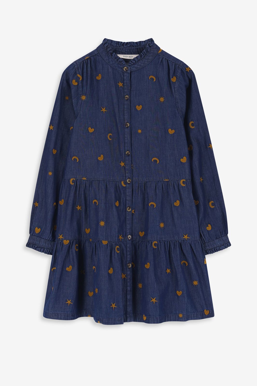 Robe en jean avec broderie -bleu foncé