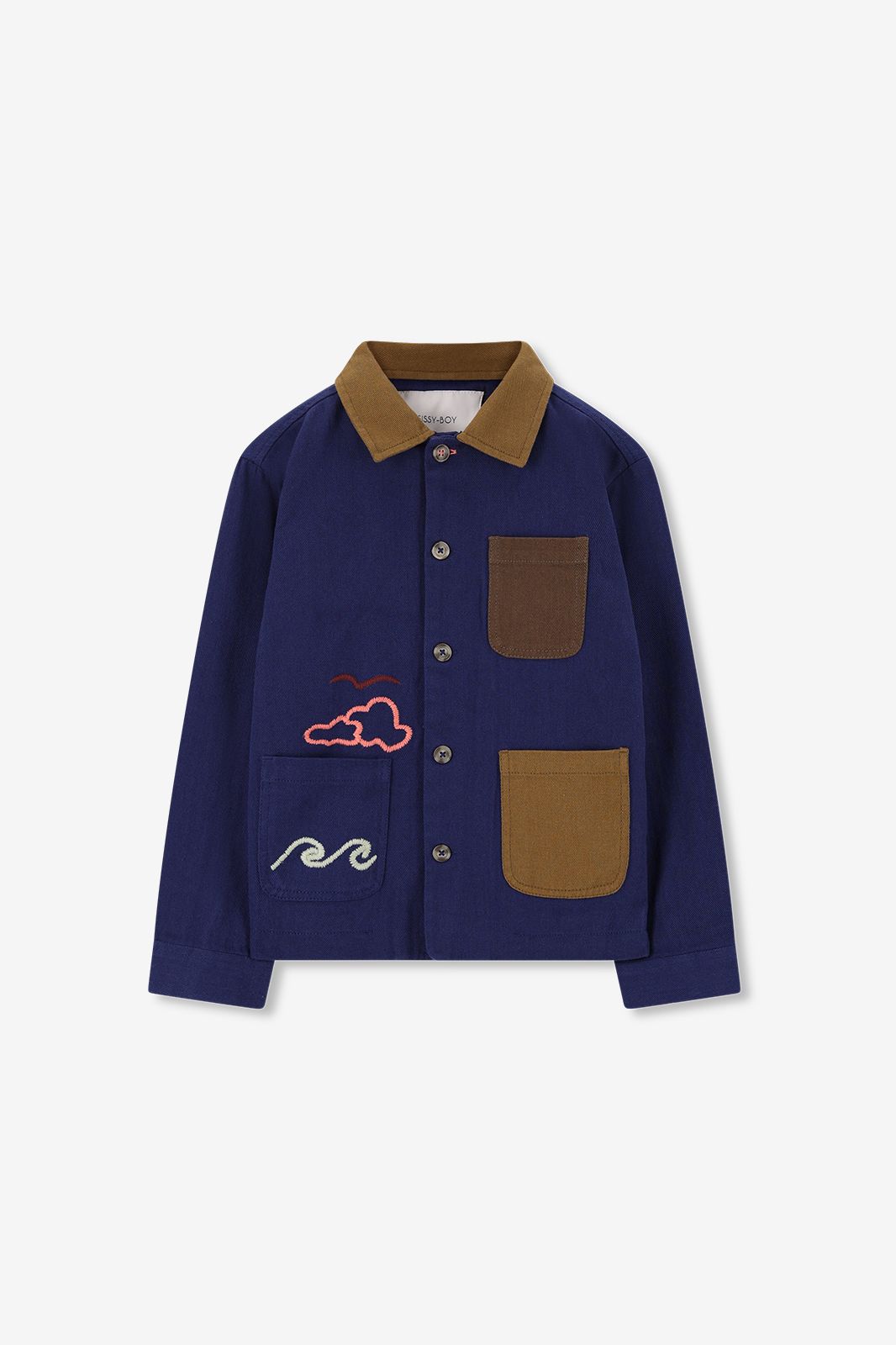 Veste color block avec broderies - bleu foncé