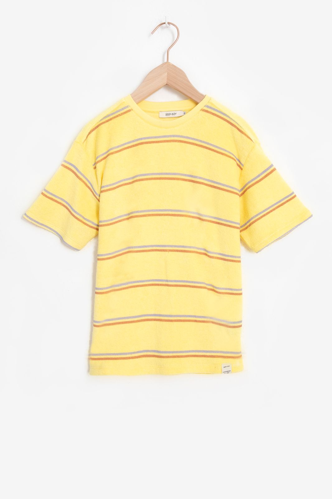 T-shirt rayé en tissu éponge - jaune