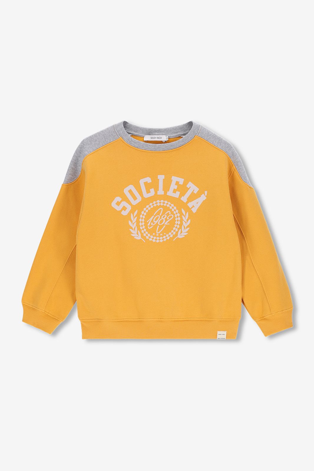 Sweat color block avec illustration - jaune