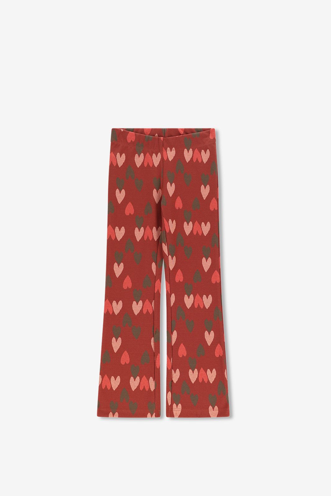 Legging évasé avec imprimé cœurs - marron