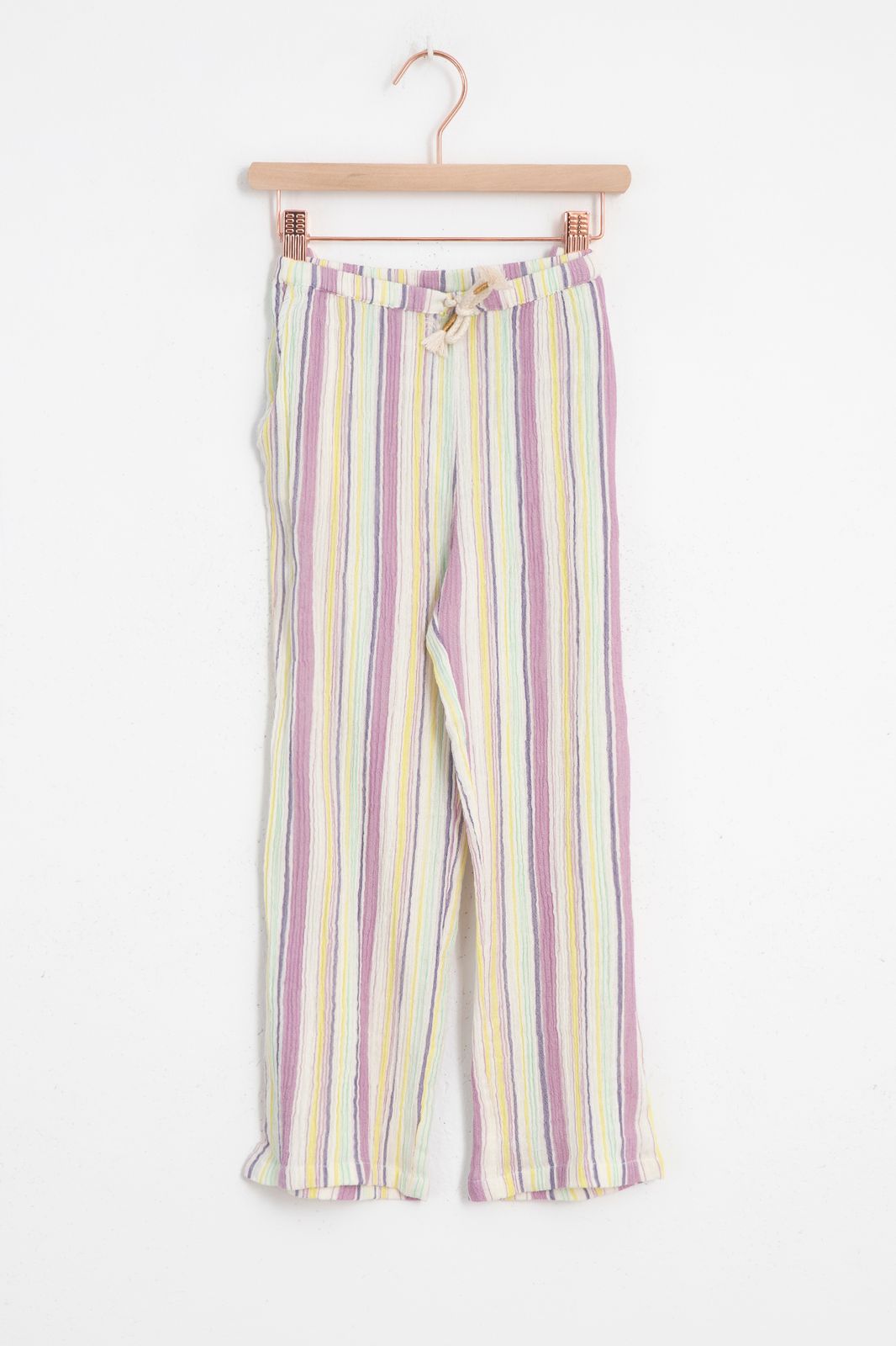 Pantalon rayé mousseline - violet/jaune