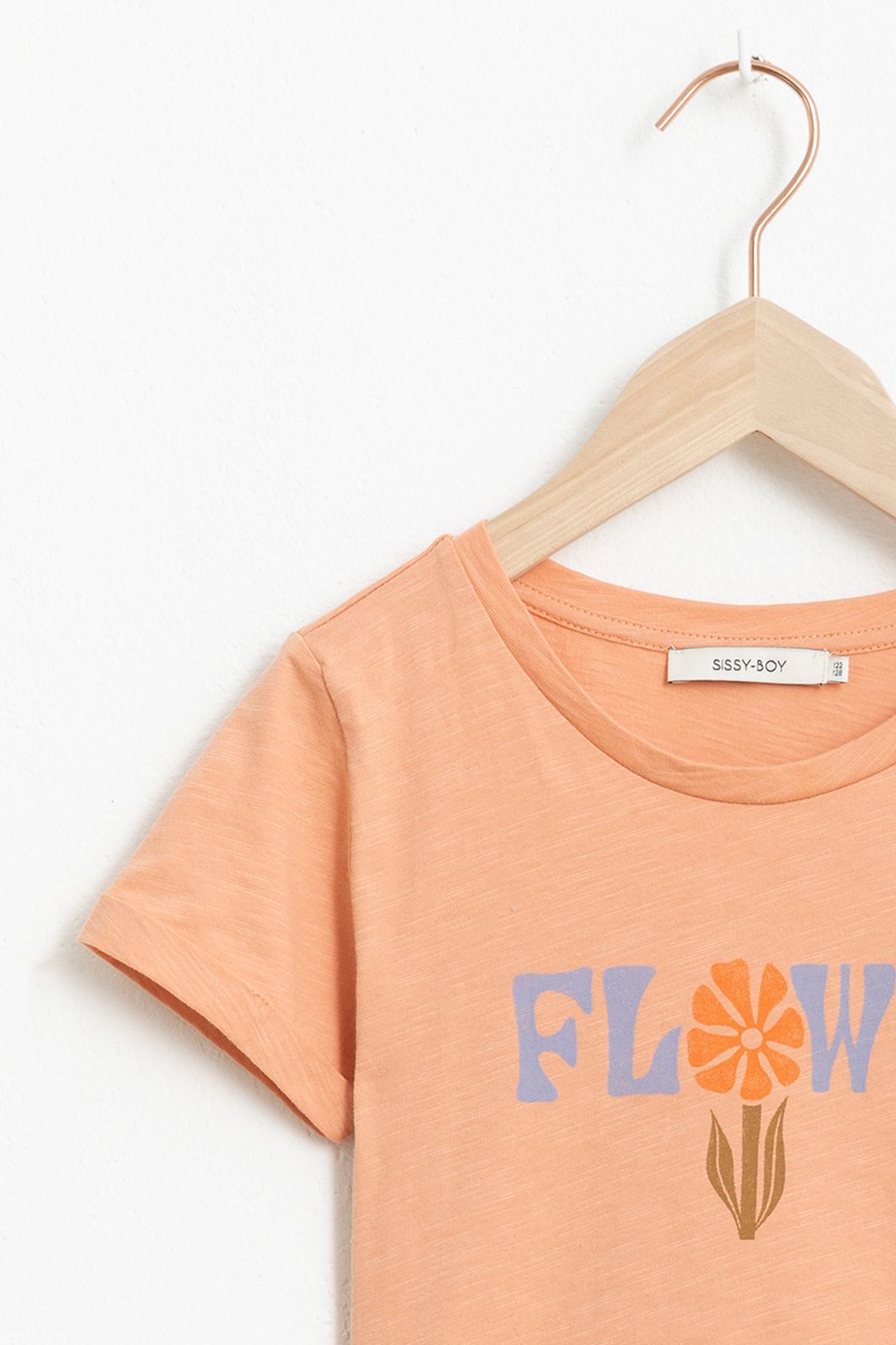 T-shirt manches courtes à fleurs - orange