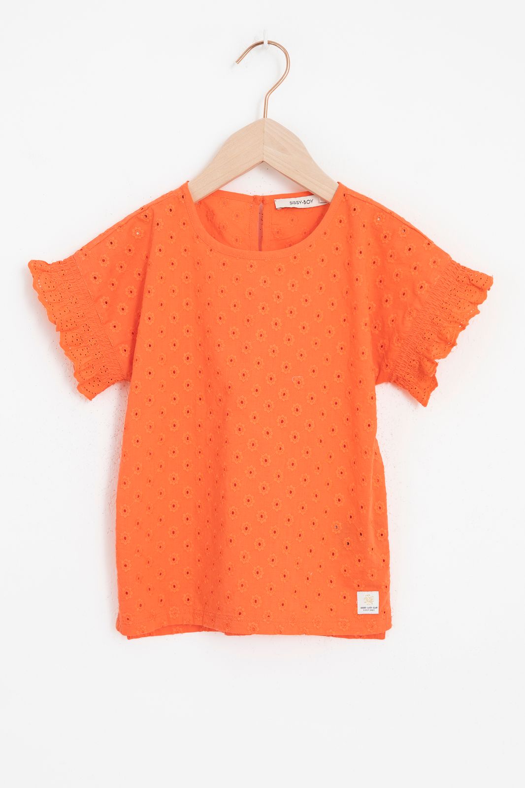 Top avec broderie anglaise - orange