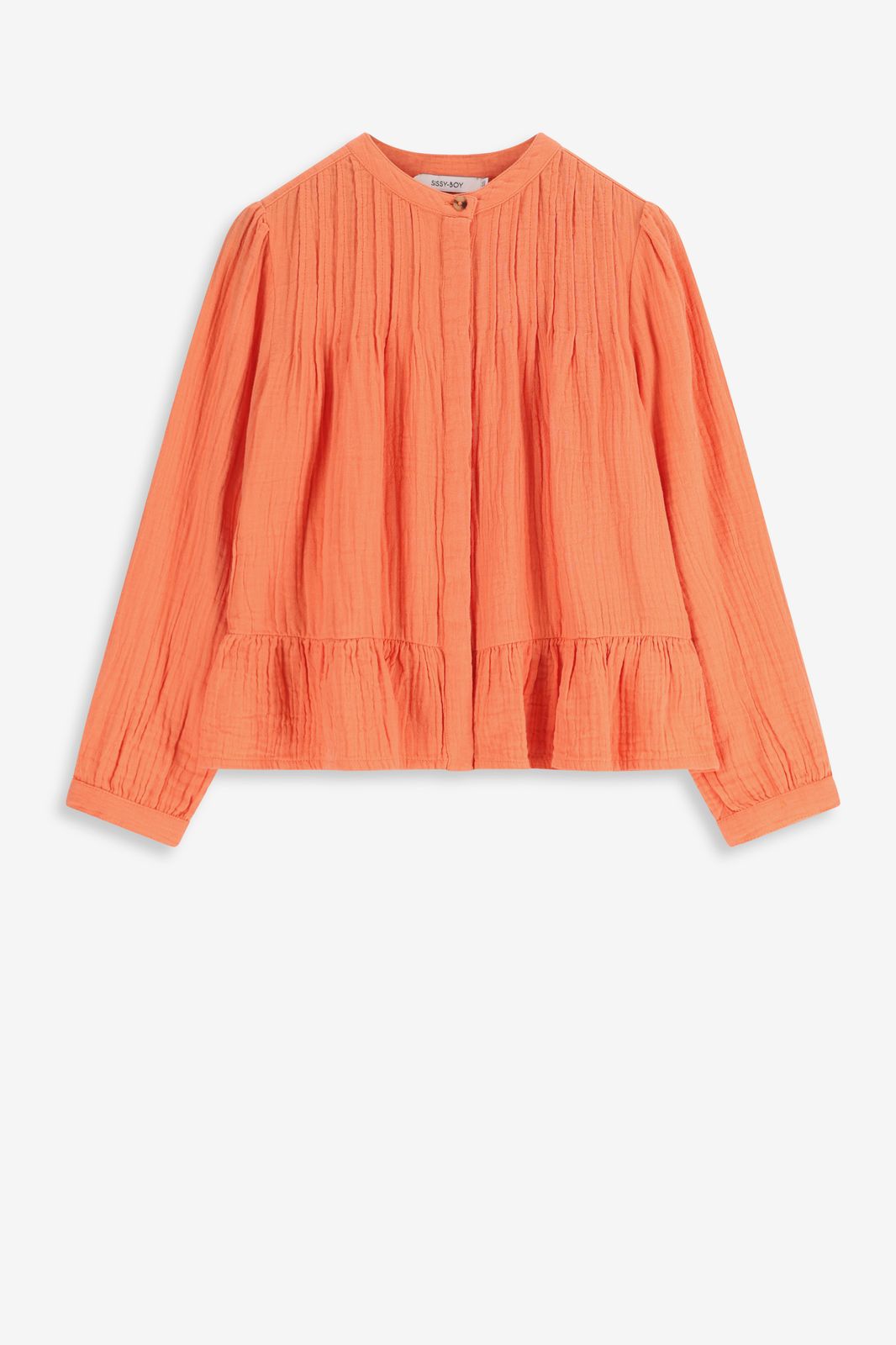 Blouse avec détails nervurés - orange