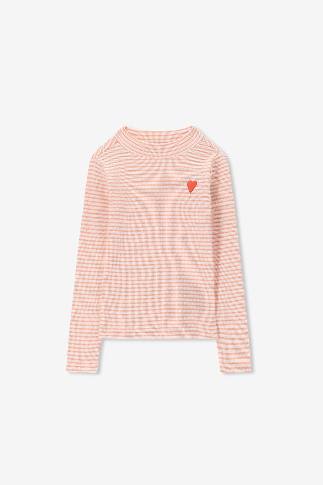 T-shirt manches longues rayé - orange