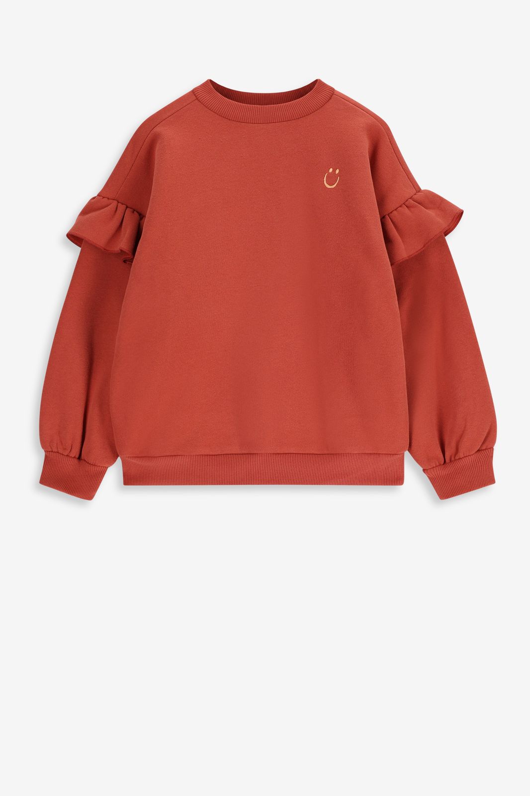 Pull surdimensionné avec volants et patch smiley - orange foncé