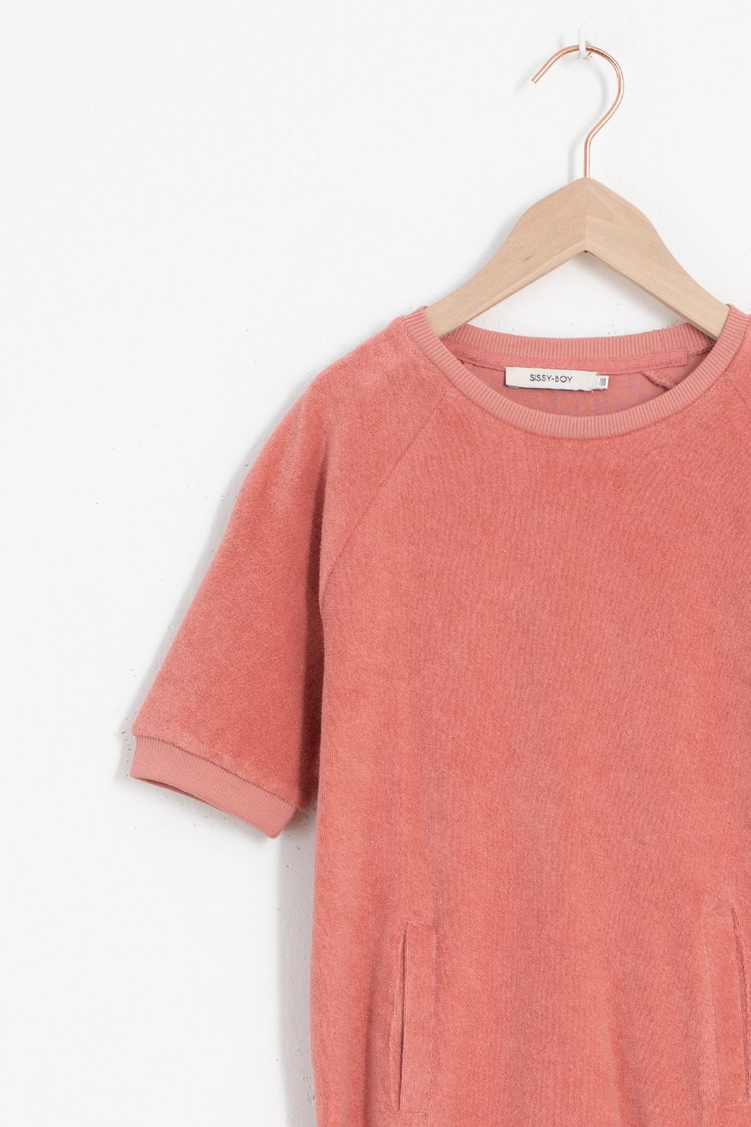 Robe T-shirt en tissu éponge - rose