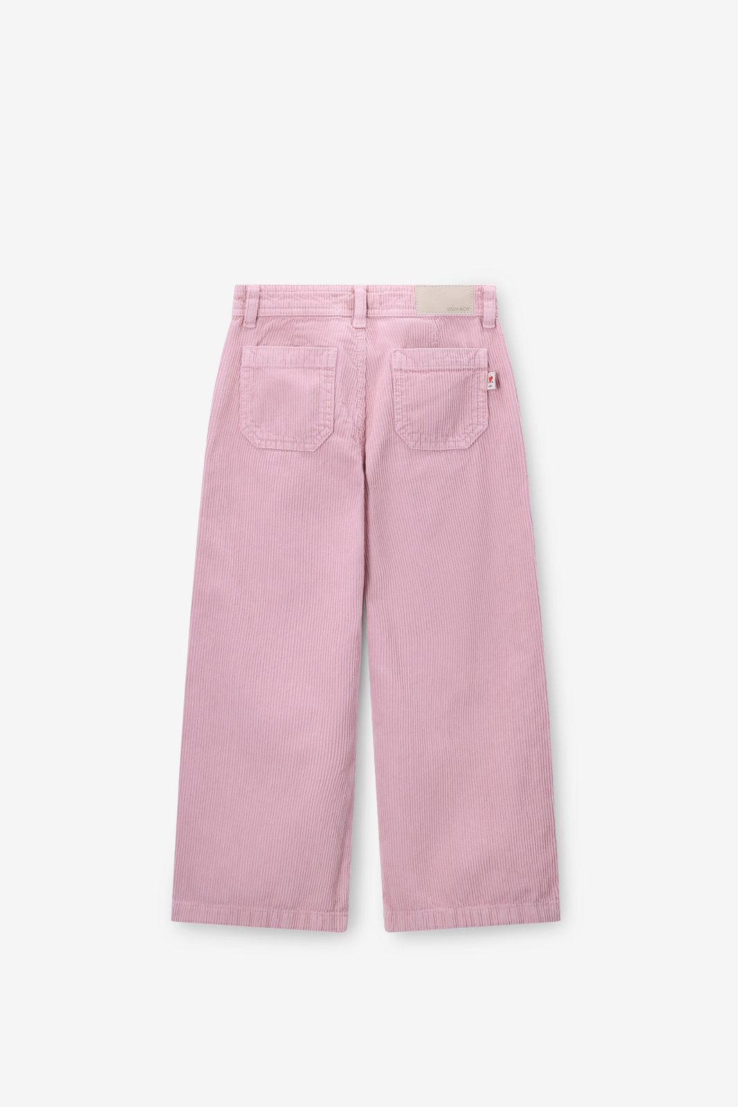 Pantalon en velours côtelé avec taille haute et jambes droites - rose