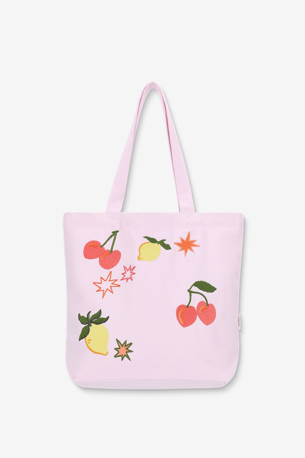 Cabas en toile avec broderies - rose clair