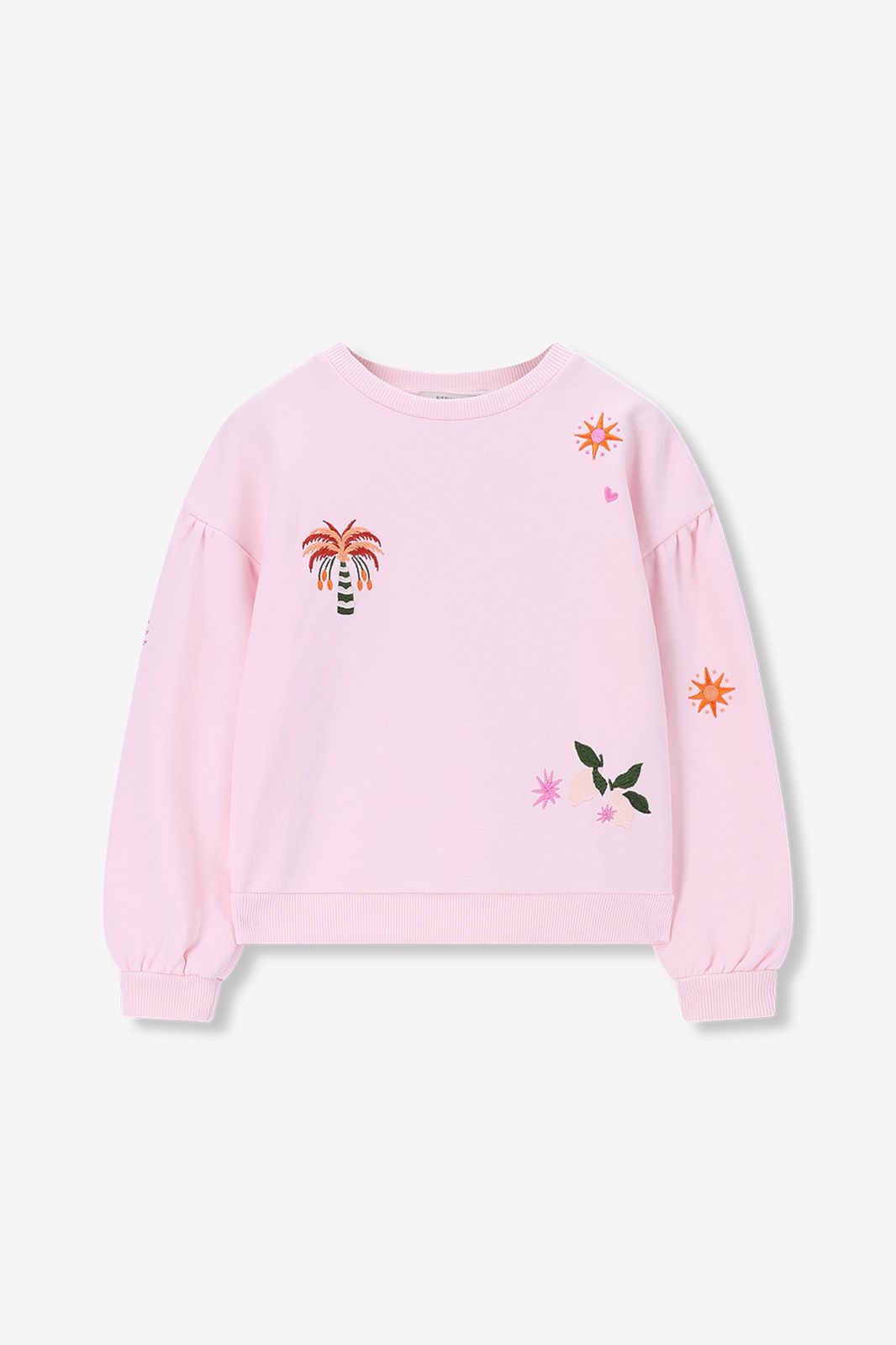Sweat avec broderies - rose clair