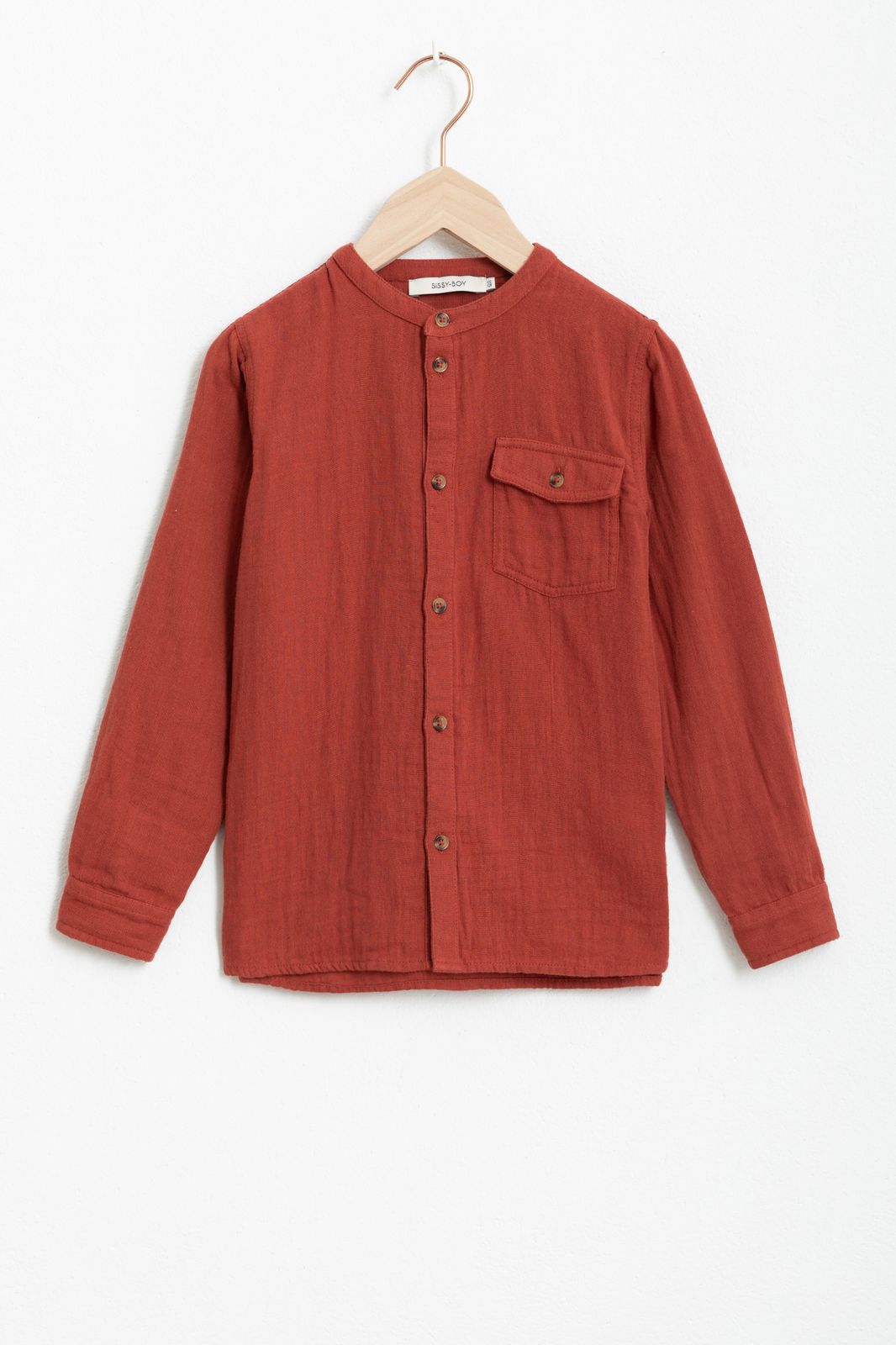 Chemise mousseline avec col plat - rouge