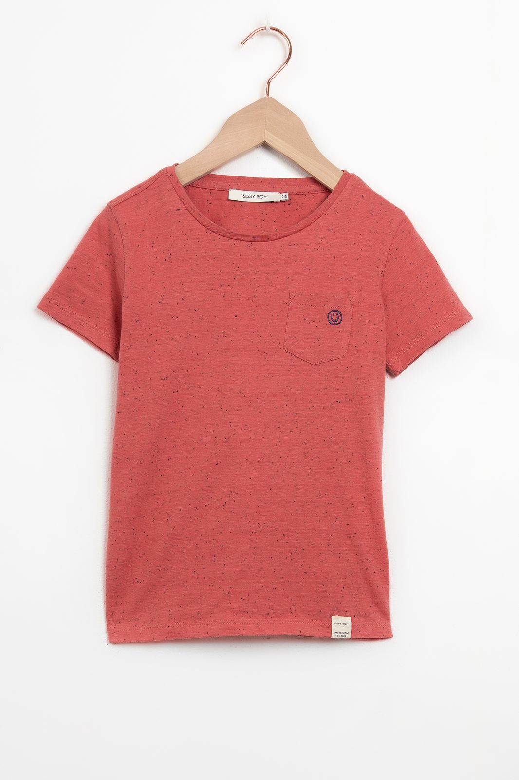 T-shirt moucheté avec smiley - rouge