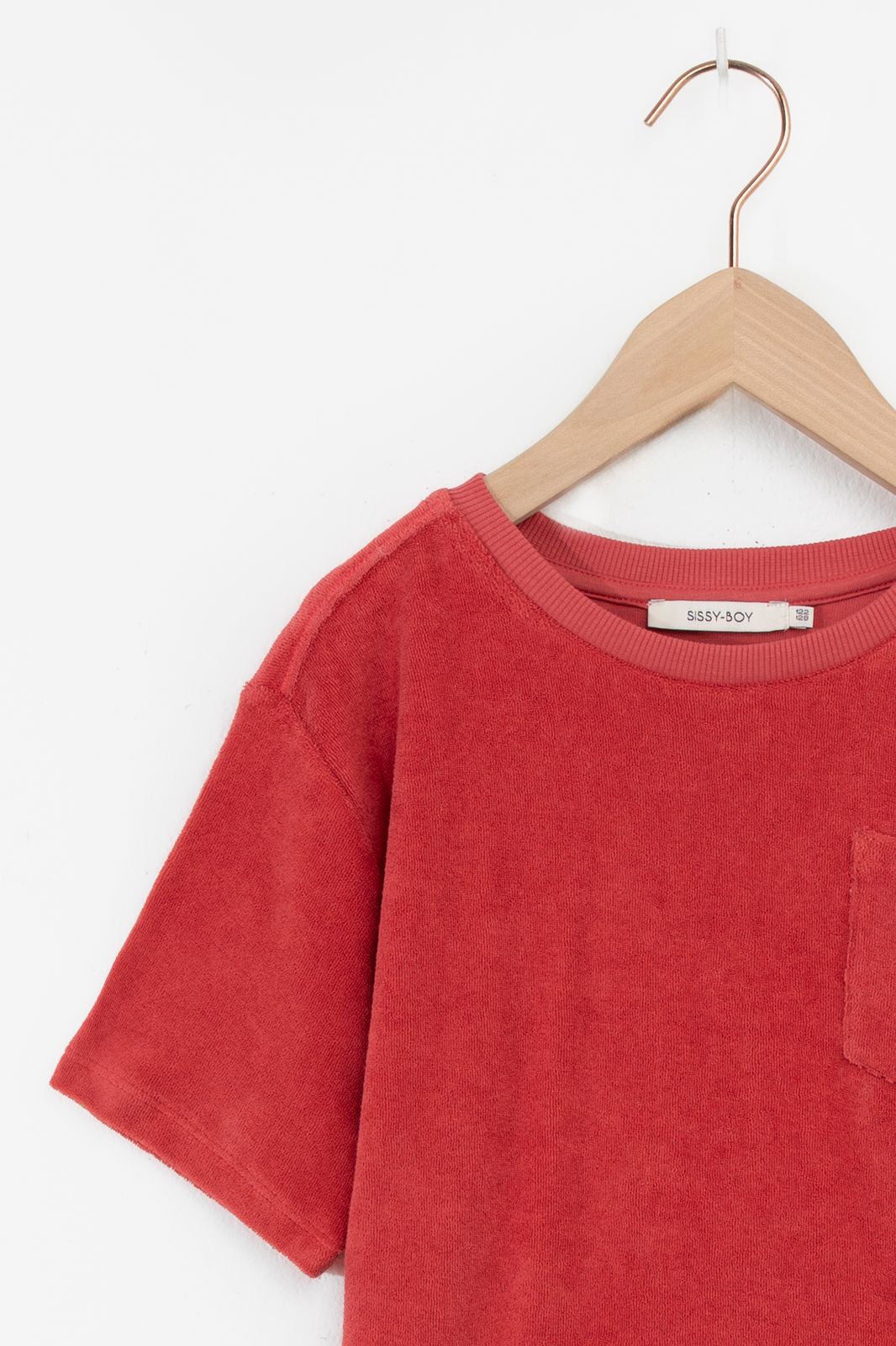 T-shirt tissu éponge avec illustration brodée - rouge