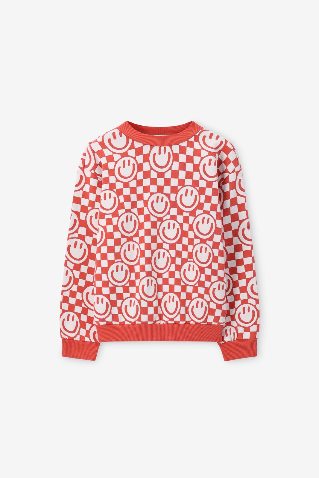Sweat avec imprimé smileys - rouge clair